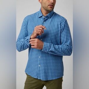 NWT Stone Rose Shirt Blue Gingham Button Up Shirt Long Sleeve Size Large